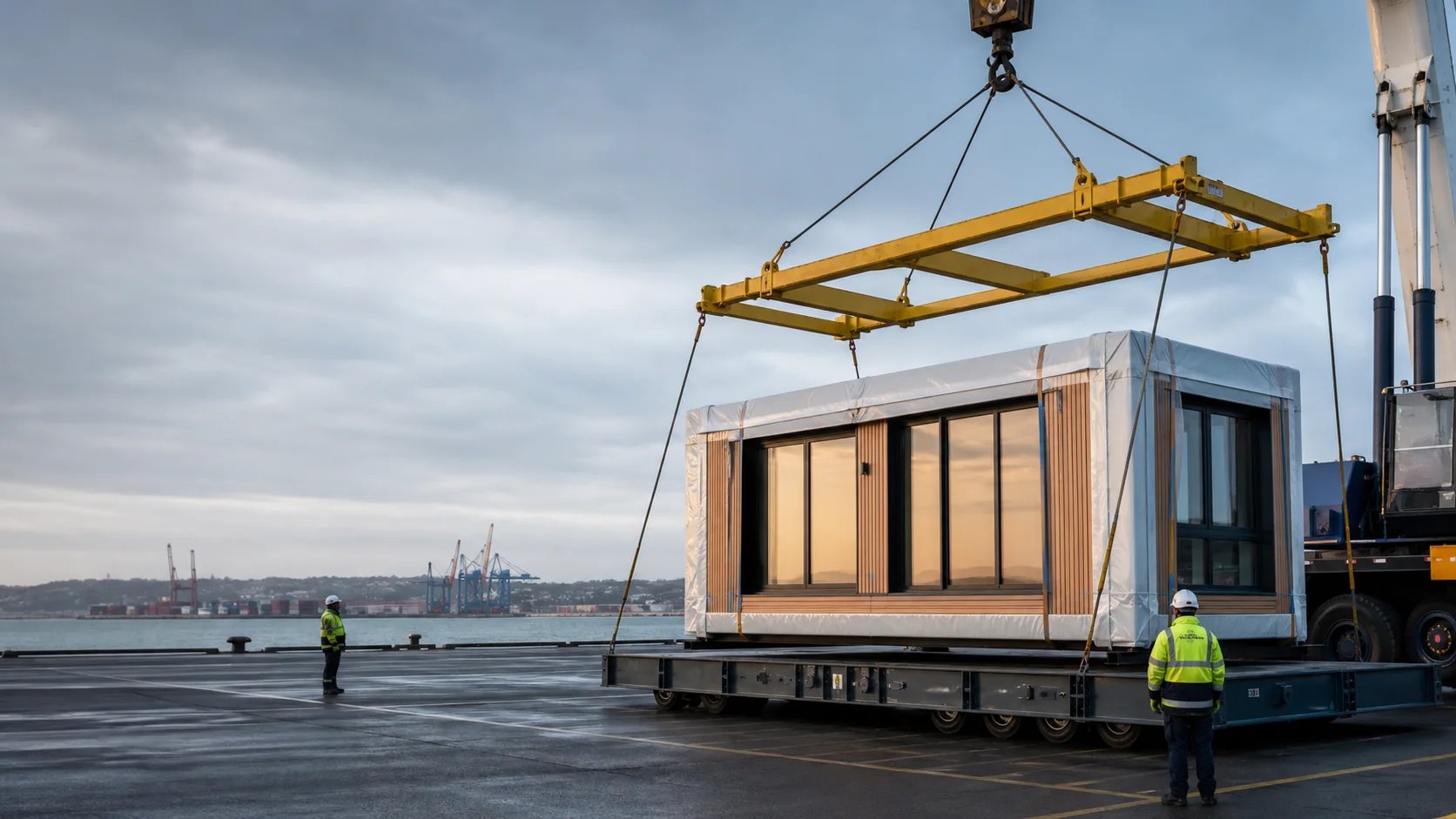 Manutention portuaire d’un module habitable protégé